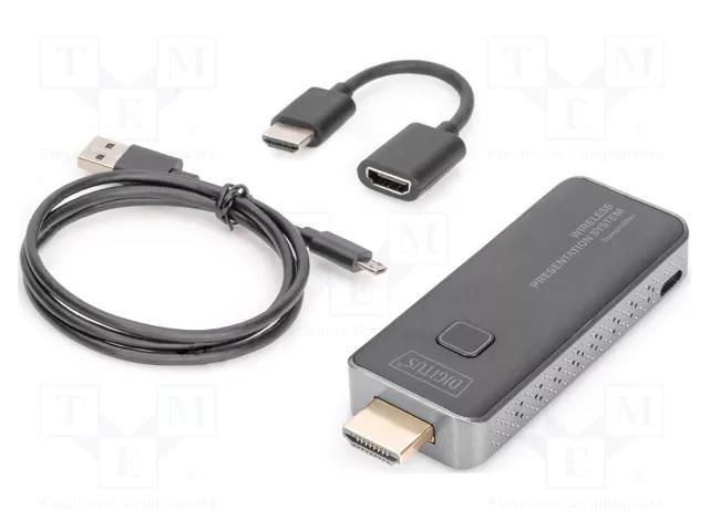 HDMI extender; HDMI plug,USB B micro socket; HDCP 1.3,HDMI 1.4 DIGITUS DS-55320