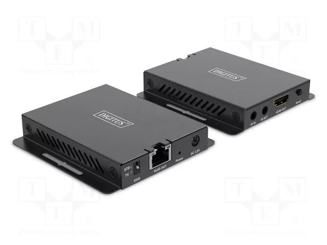 HDMI extender; HDCP 2.3,HDMI 2.1; black; metal; Cat: 6,6a,7; 40m DIGITUS DS-55342