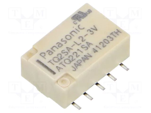 Relay: electromagnetic; DPDT; Ucoil: 3VDC; Icontacts max: 2A; TQ PANASONIC TQ2SA-L2-3V