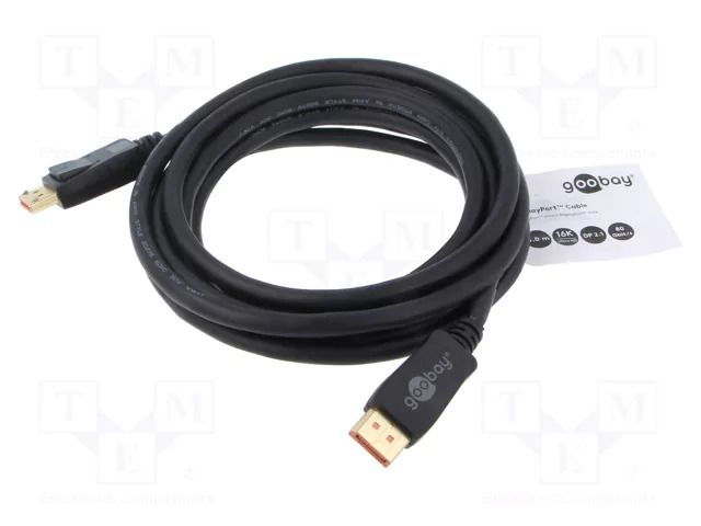 Cable; DisplayPort plug,both sides; PVC; Len: 3m; black; Core: Cu Goobay GOOBAY-74762