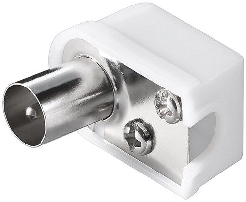 Coaxial Right-Angle Plug with Screw Fixing, slim - plastic adapter plug 11502