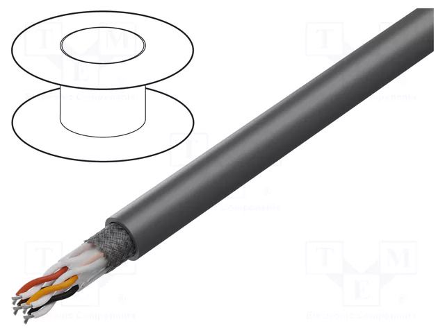 Wire; Pro-Tekt; 8x26AWG; shielded,tinned copper braid; PVC; 300V ALPHA WIRE B962043-GE321