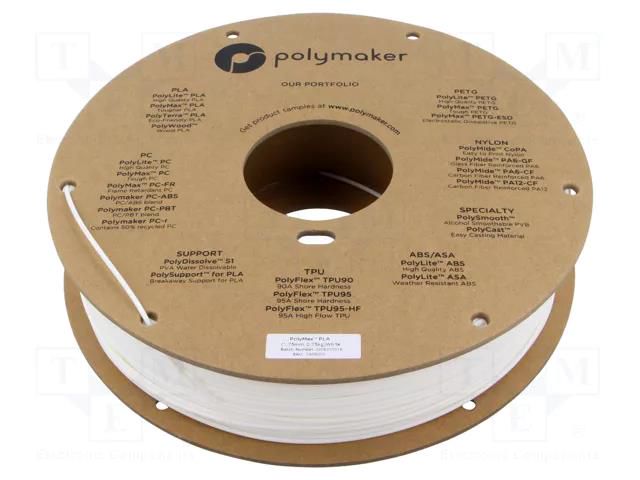 Filament: PLA Tough; 1.75mm; white; 190÷230°C; 750g; PolyMax™ POLYMAKER PA06002
