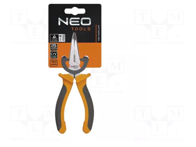 Pliers; curved,half-rounded nose,universal,elongated; 160mm NEO TOOLS NEO-01-015