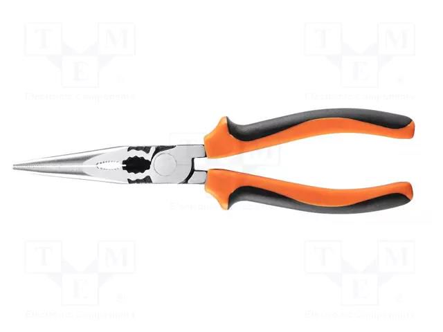 Pliers; straight,half-rounded nose,universal,elongated; 200mm NEO TOOLS NEO-01-155