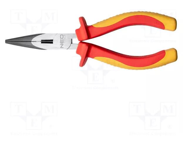 Pliers; insulated,straight,half-rounded nose,universal; 160mm NEO TOOLS NEO-01-242