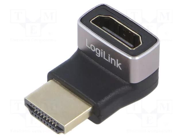Adapter; HDMI socket,HDMI plug 270° up/down; HDMI 2.1; black LOGILINK AH0007A