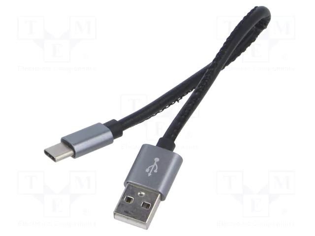 Cable; High Speed,USB 2.0; USB A plug,USB C plug; 0.22m; black LOGILINK CU0164
