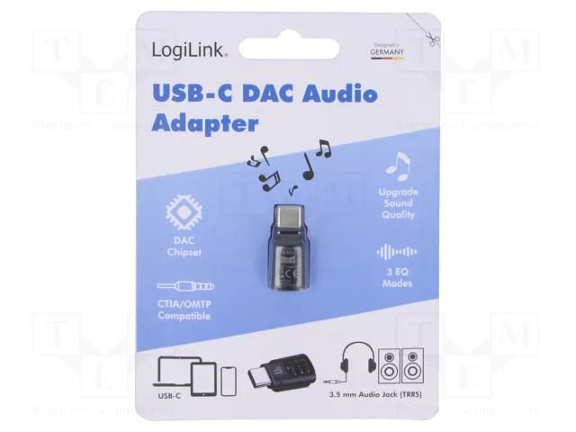 USB to JACK adapter; USB 2.0; black; ABS LOGILINK UA0424