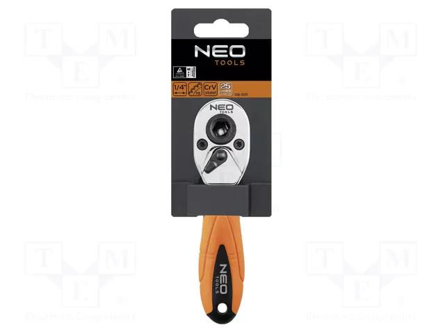 Rattle; 1/4"; with switch; 105mm; screwdriver bits; Teeth: 72 NEO TOOLS NEO-08-501