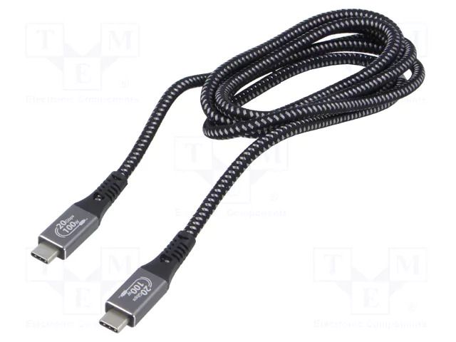 Cable; USB 3.2; USB C plug,both sides; 1.5m; black; 20Gbps; 100W GEMBIRD CCBP-USB3-CMCM-1.5
