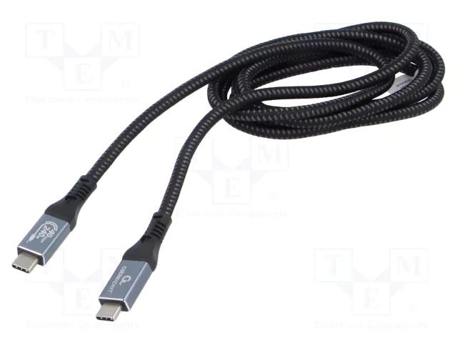 Cable; USB 4.0; USB C plug,both sides; 1.5m; black; 40Gbps; 240W GEMBIRD CCBP-USB4-CMCM-1.5