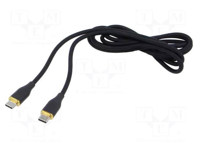 Cable; USB 2.0; USB C plug,both sides; 1.5m; black; 480Mbps; 60W GEMBIRD CC-USB2S-CMCM1.5BK