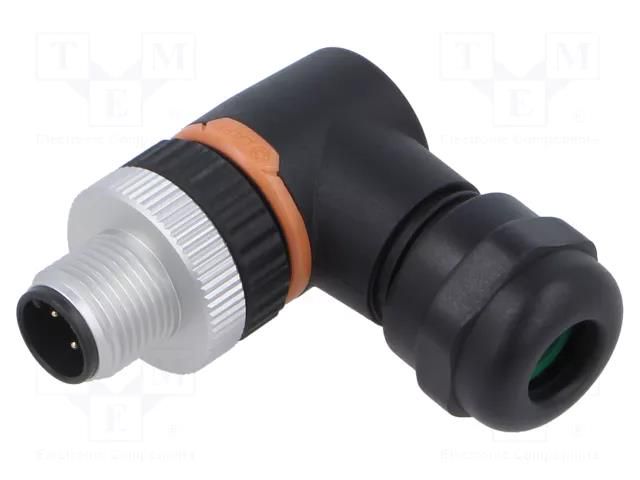 Connector: M12; plug; PIN: 5; male; 60V; angled 90°; IP67; for cable LAPP 381166335