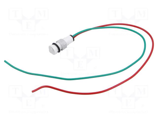Indicator: LED; prominent; white; 24VDC; 24VAC; Ø10mm; cables; 300mm POLAM-ELTA LW-D7-24AC/DC/H