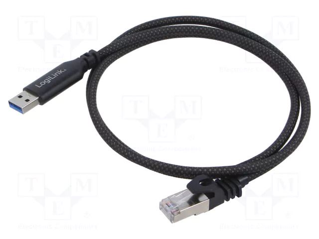 Cable; USB 3.0; RJ45 plug,USB A plug; nickel plated; 15m; black LOGILINK CU0407