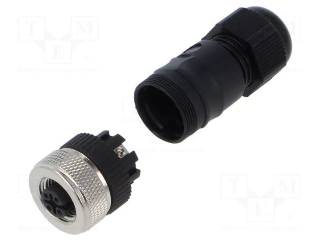 Connector: M12; plug; female; 4A; 125V; PIN: 4; IP67; straight; 4÷8mm LUTRONIC 1240-04-T9CR