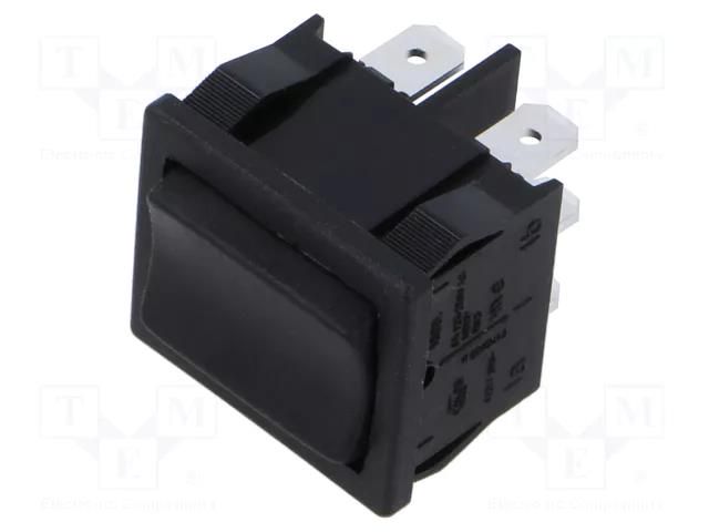 ROCKER; DPDT; Pos: 3; (ON)-OFF-(ON); 6A/250VAC; black; IP40; none Marquardt 1809.1302