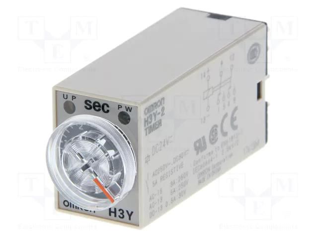 Timer; 2÷60min; 4PDT; 250VAC/3A; Usup: 200÷230VAC; H3Y; socket; IP40 OMRON H3Y-4-230AC-60M