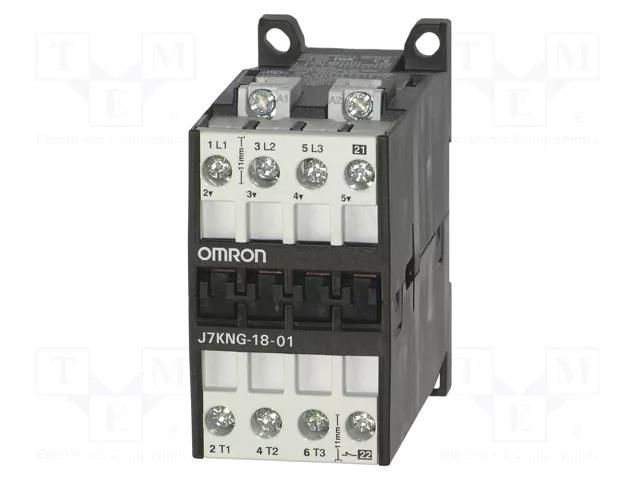 Contactor: 3-pole; NO x3; Auxiliary contacts: NC; 24VDC; 18A; J7KN OMRON J7KNG-18-01-24D