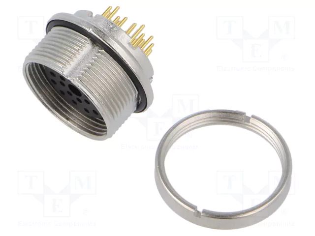 Connector: M16; socket; female; PIN: 19; 3A; 60V; THT; straight; IP67 BINDER 09-0464-90-19