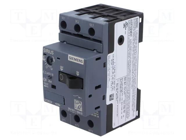 Motor breaker; 0.75kW; 220÷690VAC; for DIN rail mounting SIEMENS 3RV1011-1BA10