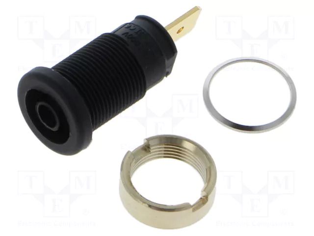 Connector: 4mm banana; socket; 1kV; 32A; black; gold-plated; 33mm HIRSCHMANN T&M SEB2620F6.3SW