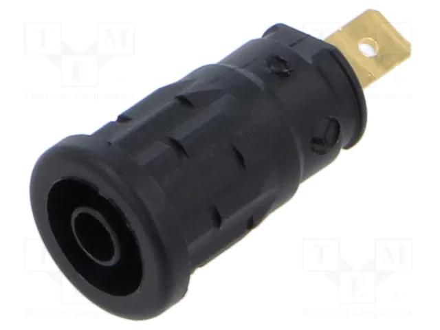 Connector: 4mm banana; socket; 24A; 1kV; black; gold-plated; 32mm HIRSCHMANN T&M SEP2610F4.8SW