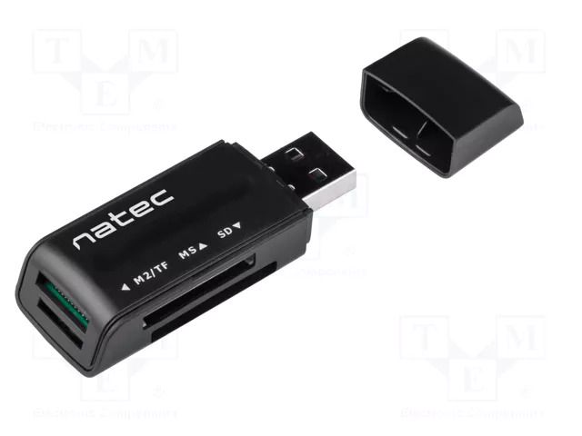Card reader: memory; USB A plug; USB 2.0; black; 480Mbps NATEC NCZ-0560