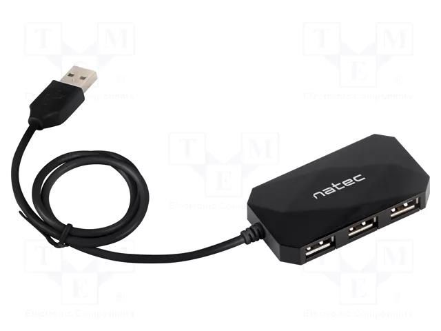 Hub USB; USB A socket x4,USB A plug; USB 2.0; PnP; black; 480Mbps NATEC NHU-0647