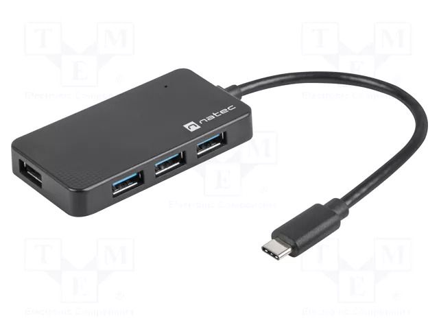 Hub USB; USB A socket x4,USB C plug; USB 3.0; PnP; black; 5Gbps NATEC NHU-1343