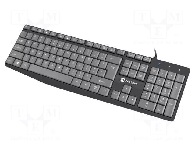 Keyboard; black,grey; USB A; wired,slim,US layout; Len: 1.8m NATEC NKL-1507