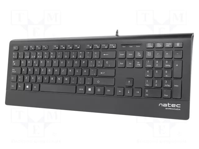 Keyboard; black; USB A; ES layout,wired,slim; Features: PnP NATEC NKL-1717