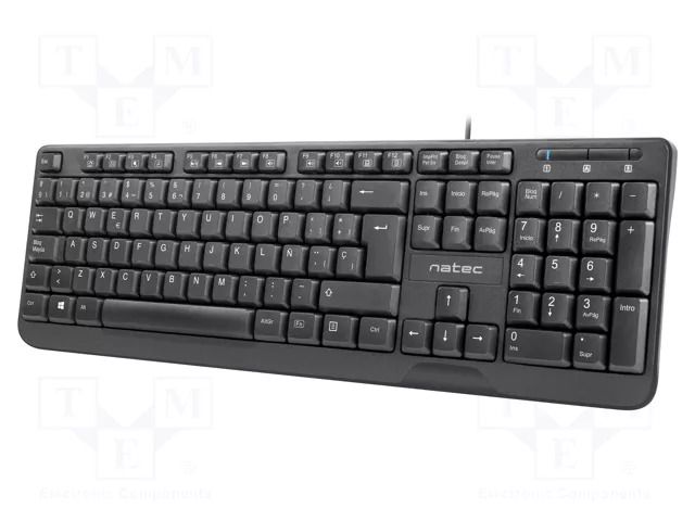 Keyboard; black; USB A; ES layout,wired,slim; Len: 1.8m NATEC NKL-1720