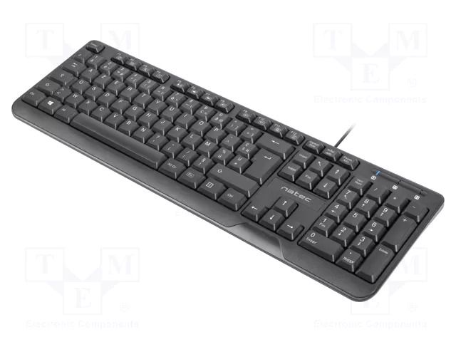Keyboard; black; USB A; FR layout,wired,slim; Len: 1.8m NATEC NKL-1854
