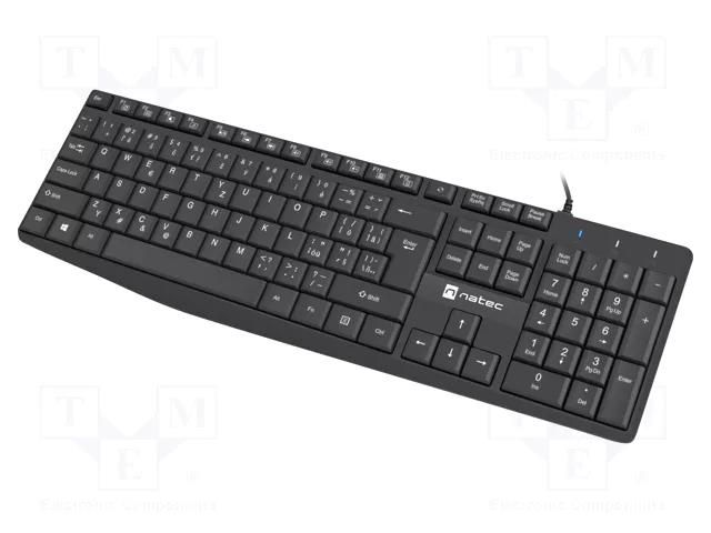Keyboard; black; USB A; CZ layout,wired,SK layout,slim; Len: 1.8m NATEC NKL-1959