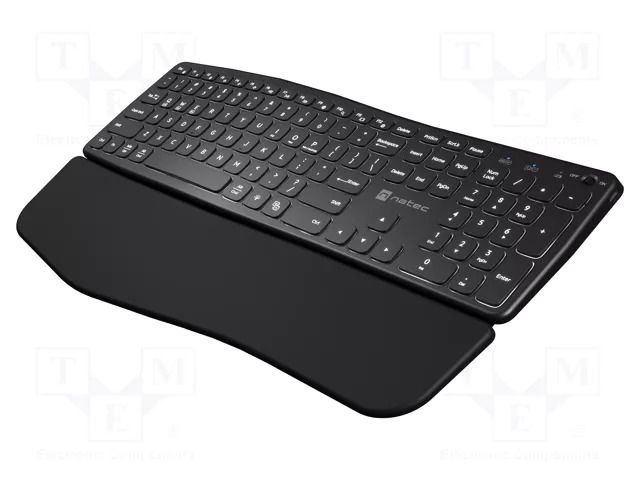 Keyboard; black; USB A; wireless,US layout; ergonomic,with LED NATEC NKL-1995