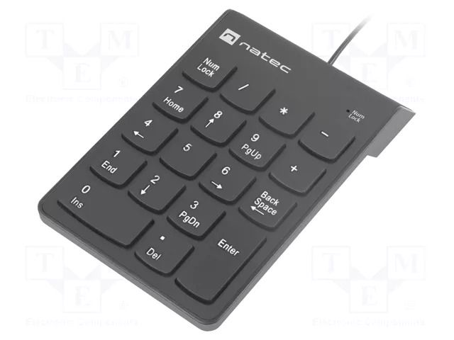 Keyboard; black; USB A; numeric,wired; PnP; Len: 1.5m NATEC NKL-2022