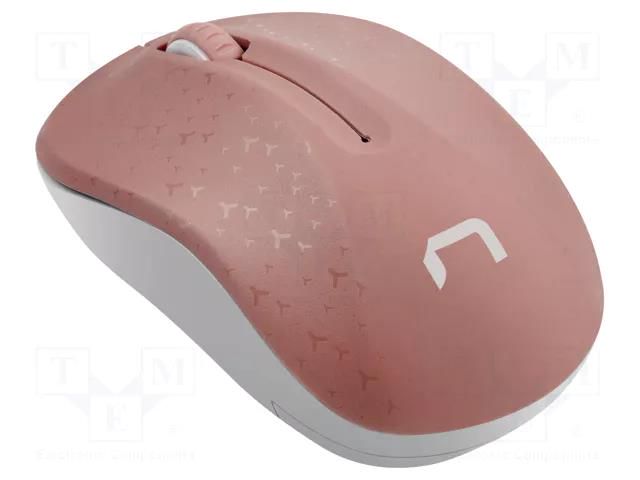 Mouse; white,pink; USB A; wireless,optical; No.of butt: 3; 10m NATEC NMY-1652