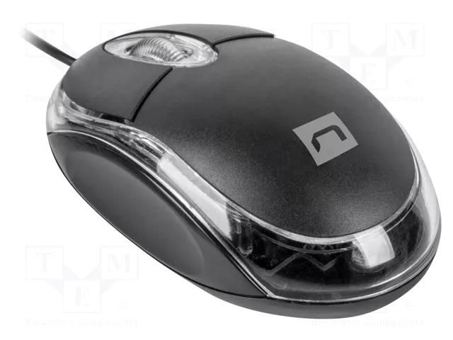 Mouse; black; USB A; optical,wired; Features: PnP; 1.25m NATEC NMY-1983