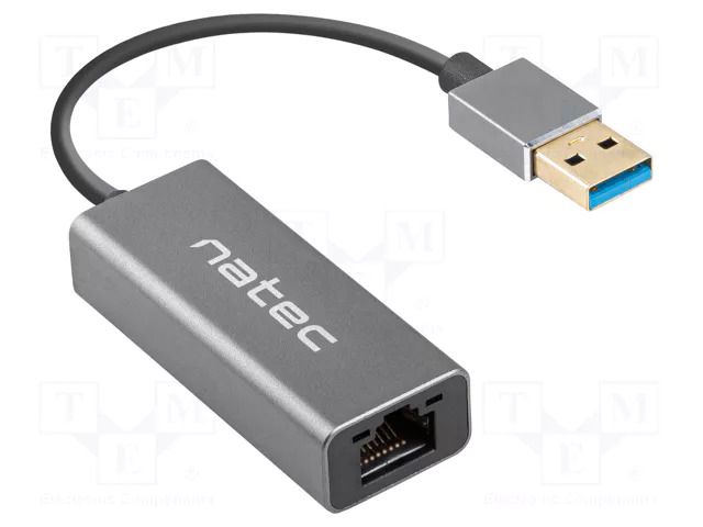 USB to Ethernet adapter; RJ45 socket,USB A plug; USB 3.0; grey NATEC NNC-1924