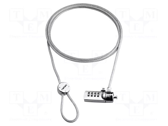 Security wire; silver; Features: cipher security; 1.8m NATEC NZL-0226