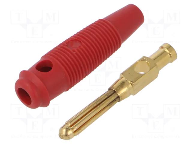 Connector: 4mm banana; plug; 30A; 30VAC; 60VDC; red; 60mm; 930727701 HIRSCHMANN T&M BUELA30KAURT