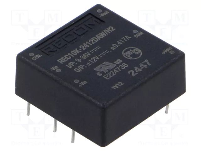 Converter: DC/DC; 10W; Uin: 9÷36VDC; Uout: 12VDC; Uout2: -12VDC RECOM REC10K-2412DAW/H2