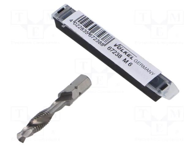 Tap; high speed steel grounded HSS-G; M6; 1; 44mm; ISO2/6H VÖLKEL VOLKEL-67238