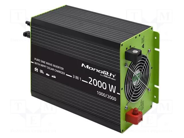 Converter: DC/AC; 12VDC; 230VAC; 220x350x145mm; Input: wires; 87% QOLTEC QOLTEC-51913