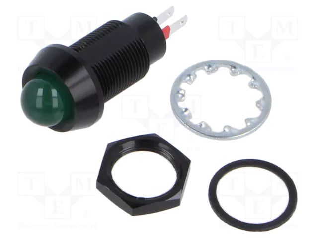 Indicator: LED; prominent; green; 24÷28VDC; Ø12.7mm; IP67 MARL 651-114-23