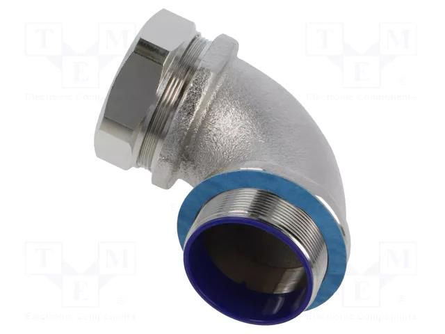 90° angled connector; Thread: metric,non-swivel,outside; brass HELLERMANNTYTON LTS50-90FMC-M5
