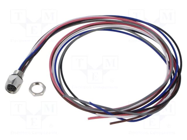 Connector: M8; socket; female; 32V; 1.5A; PIN: 6; IP67; cables; 500mm LUTRONIC 0820-06-T8CW-05M