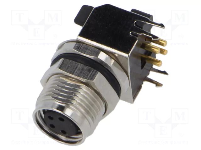 Connector: M8; socket; female; 48V; 4A; PIN: 4; IP67; angled; THT LUTRONIC 0822-04S9-T8CP